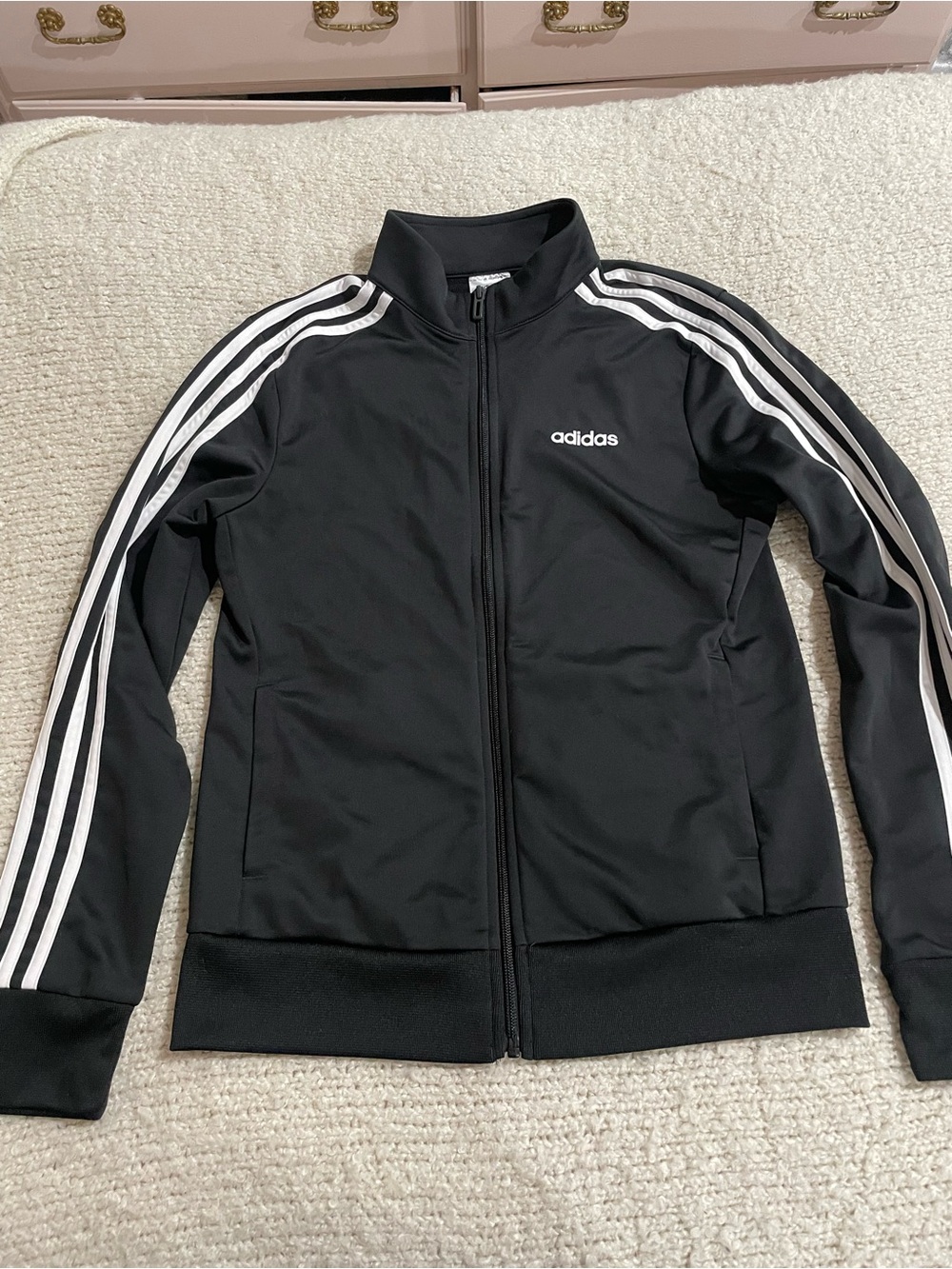adidas Black Track Bomber Jacket with White Stripes